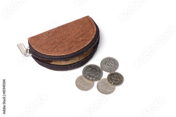 Obraz leather purse with coins
