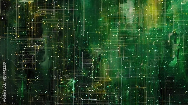 Fototapeta Abstract digital matrix with encrypted data streams and secure connections