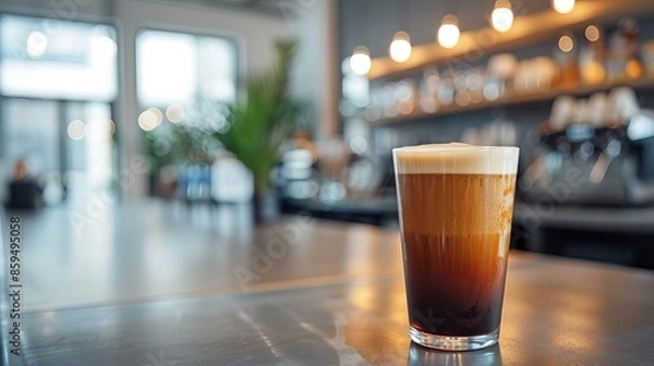 Obraz Nitro cold brew in a sleek, modern office, SEO drinks, modern office