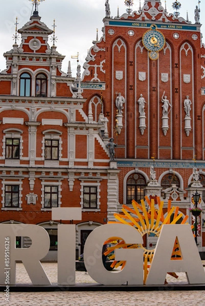 Fototapeta Early summer vacation in Riga, Latvia. Beautiful architecture