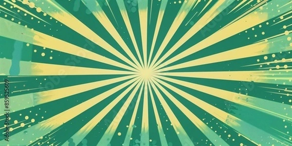 Fototapeta Comic style pop art green burst background. Illustration in magazine style. Copyspace for advertising or design.
