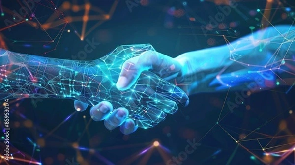 Obraz Digital Handshake in Cyberspace