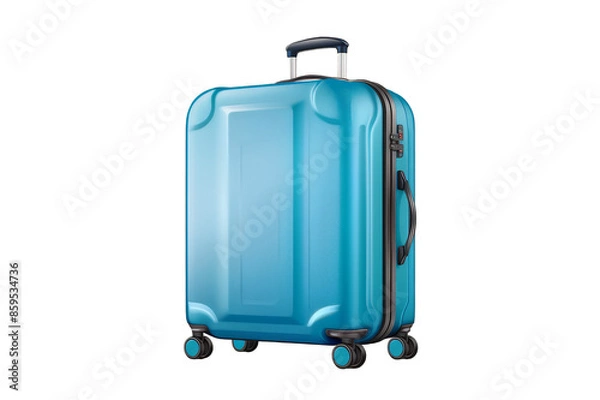 Obraz Blue suitcase on wheels on a transparent background
