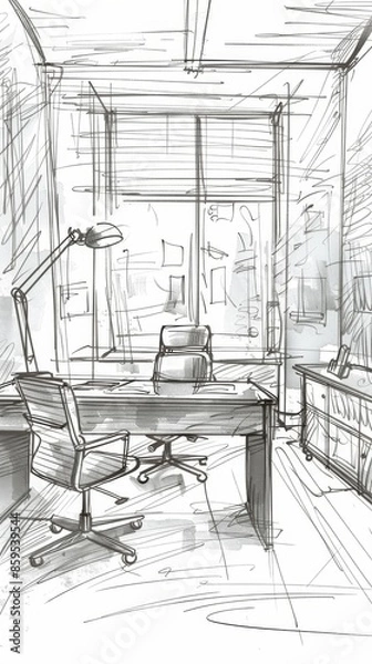 Fototapeta Minimalist sketch of a business environment.
