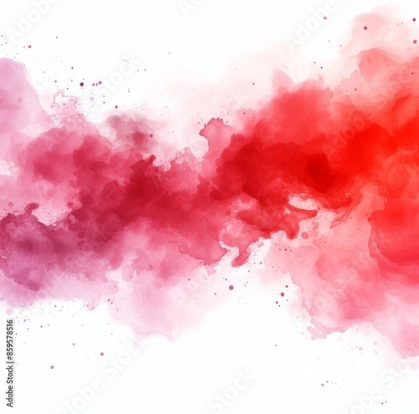 Obraz Red watercolor paint splash art abstract texture background with blot design stain ink spot. 