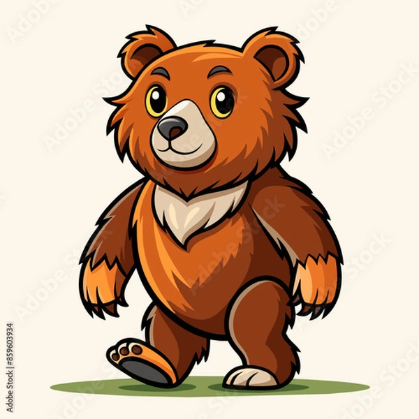 Fototapeta Charming Bear Cartoon Vector Drawing