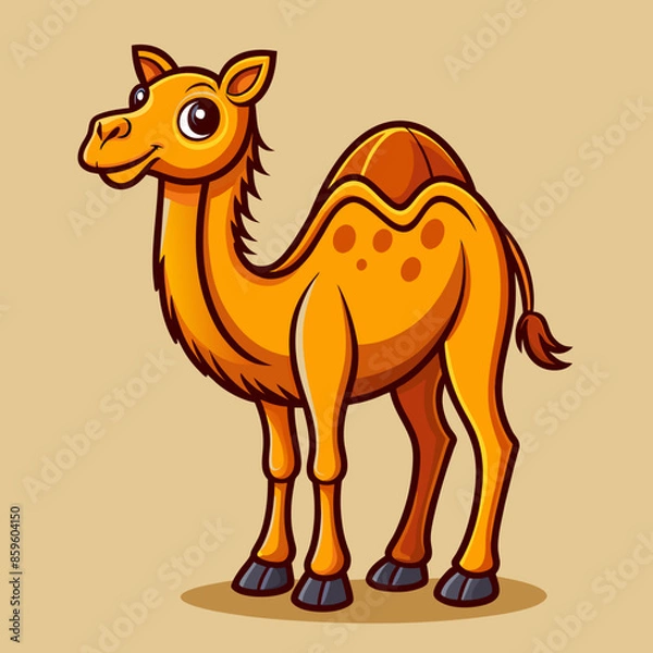 Obraz Cartoon Camel Vector with Desert Background