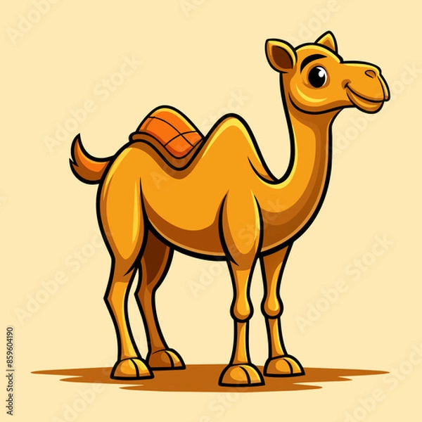 Obraz Cute Camel Cartoon Vector with Oasis Theme