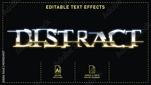 Fototapeta Distract style editable text effects. Vector eps files.