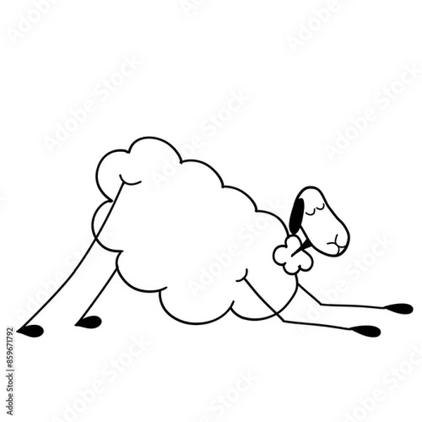 Fototapeta sheep in a yoga pose in sketch style on a transparent background