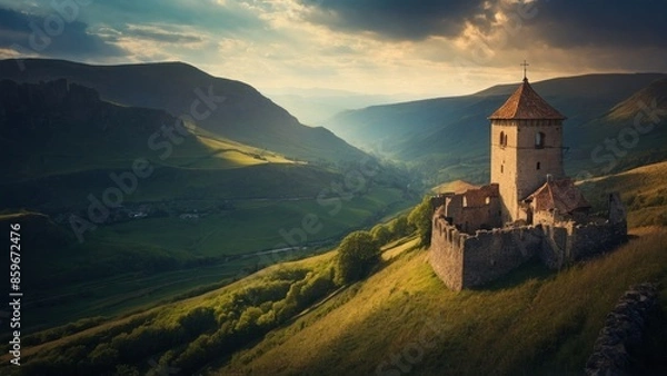 Fototapeta Relaxing view of the mountains, spring