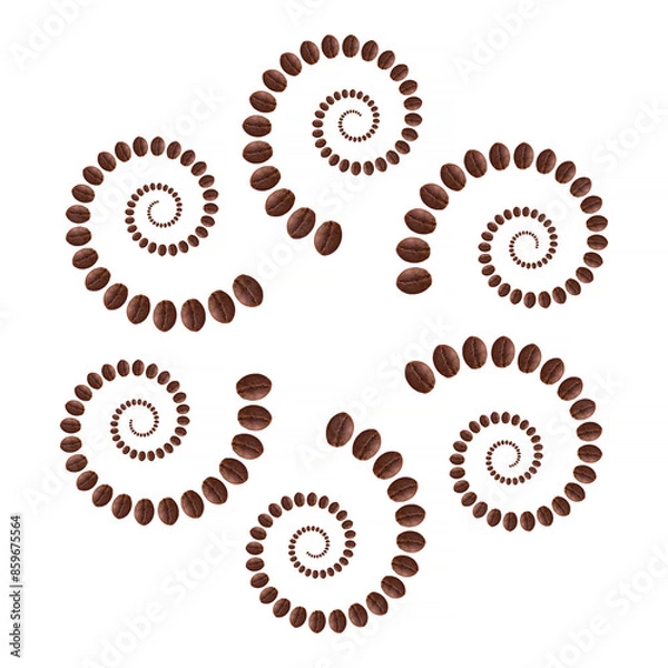 Obraz flower made of spirals with coffee beans on white