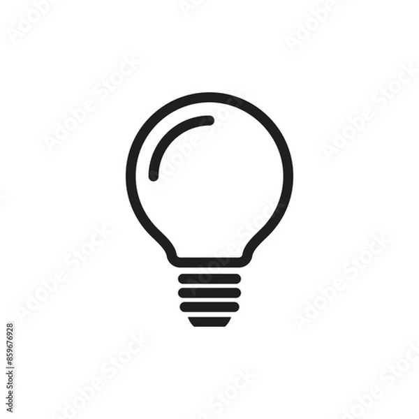 Obraz Outline light bulb on white background.