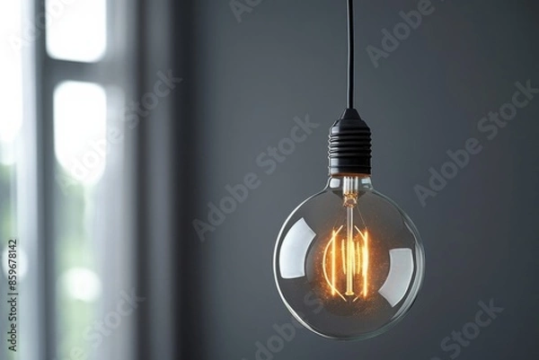 Fototapeta Hanging Light Bulb with Soft Glow