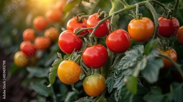 Fototapeta Ripe Tomatoes on a Vine