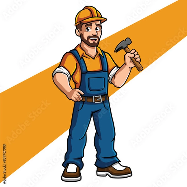 Obraz Builder Cartoon Mascot Character
