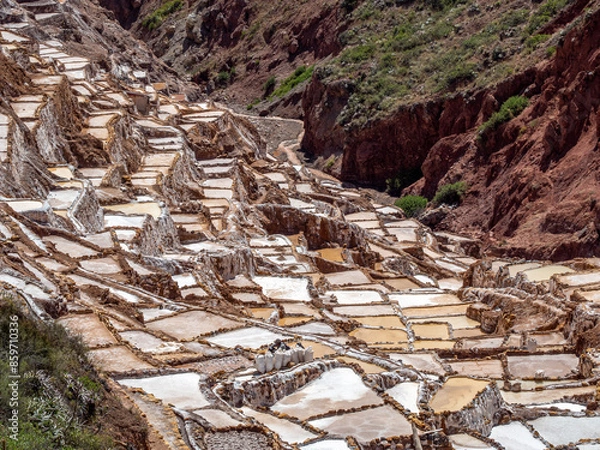 Fototapeta Salt flats found in Andes Mountains in Peru.