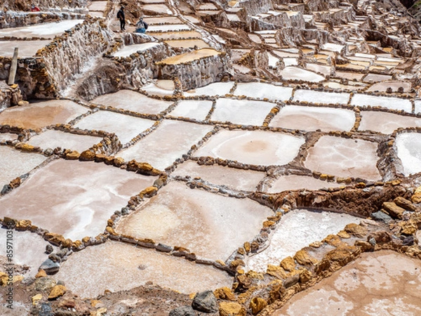 Fototapeta Salt flats found in Andes Mountains in Peru.