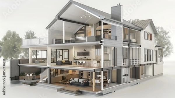 Obraz detailed cross-sectional view of a home showing how fiber cement siding integrates with smart home technology to enhance insulation and energy efficiency