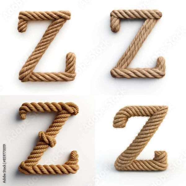 Obraz Z, letter out of jute rustic rope, type, rope, alphabet, text, lettering, typography, 3D style