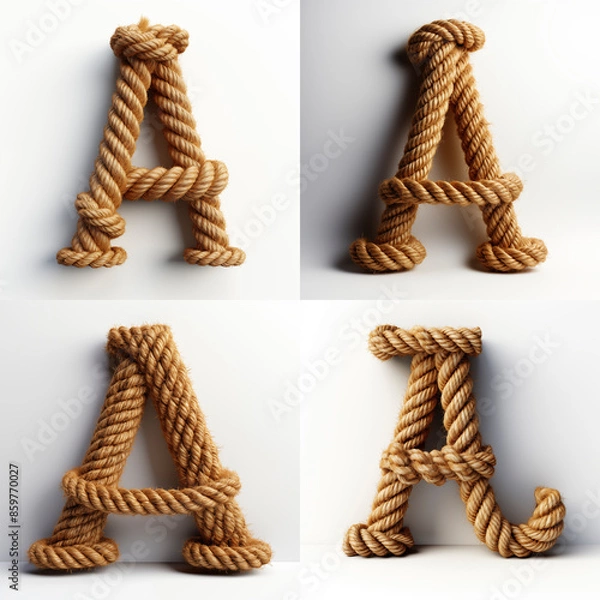 Obraz A, letter out of jute rustic rope, type, rope, alphabet, text, lettering, typography, 3D style