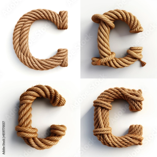 Obraz C, letter out of jute rustic rope, type, rope, alphabet, text, lettering, typography, 3D style