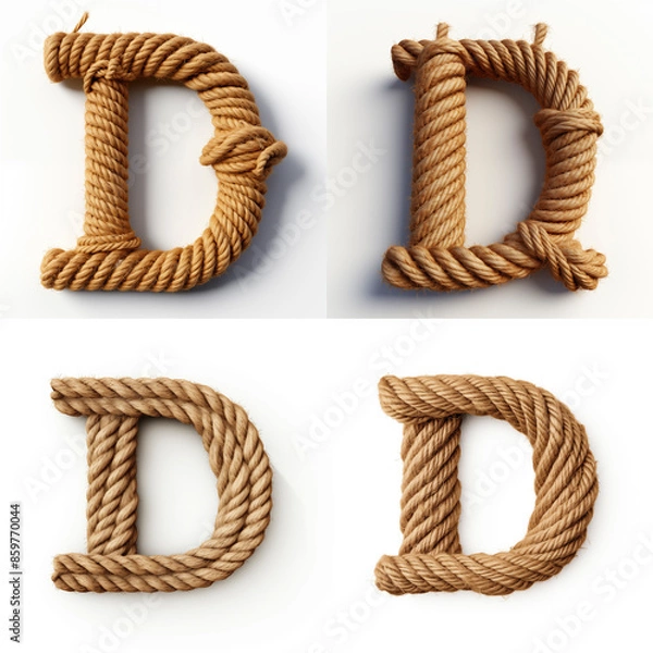 Obraz D, letter out of jute rustic rope, type, rope, alphabet, text, lettering, typography, 3D style