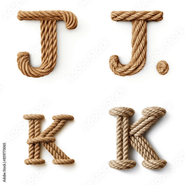 Obraz J, K, letter out of jute rustic rope, type, rope, alphabet, text, lettering, typography, 3D style