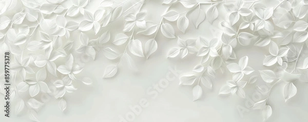 Fototapeta White Floral Wallpaper: Subtle white floral patterns on a white background, adding a delicate and elegant touch.