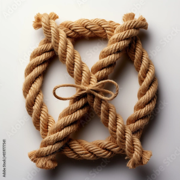 Obraz Sign, symbol, letter out of jute rustic rope, type, rope, alphabet, text, lettering, typography, 3D style