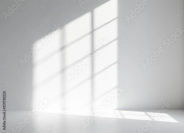Fototapeta minimalistic shadow of a window on a white wall for modern backgrounds, isolated on a transparent background