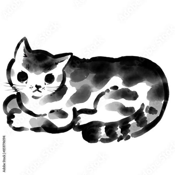 Fototapeta こちらを見つめる虎柄の猫　