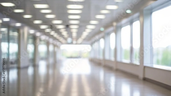 Fototapeta Beautiful Blurred Background of a Modern Office. Made with Generative AI Technology