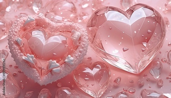 Obraz バラとハートの背景