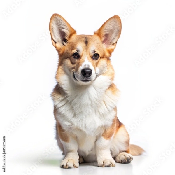 Obraz welsh corgi breed dog sitting on a white background