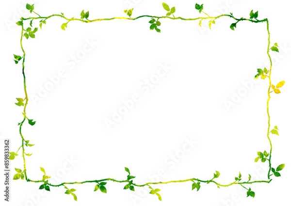 Obraz シンプルなリーフ枠　緑