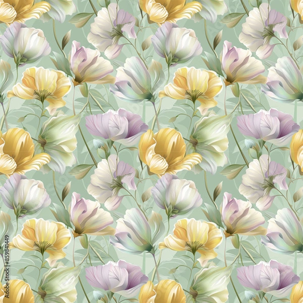 Fototapeta Floral variety color, form natural, seamless fabric pattern.