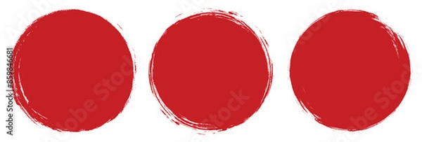 Fototapeta Red grunge circle stamp. Round stamp vector isolated on white background. Red stamp vector. For grunge badge, seal, ink, and stamp design template.
