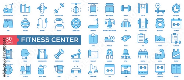 Fototapeta Fitness Center Icon Collection Set. Easy To Use, Easy To Edit And Simple Line Vector Icons.