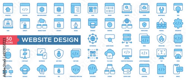 Fototapeta Website Design Icon Collection Set. Easy To Use, Easy To Edit And Simple Line Vector Icons.