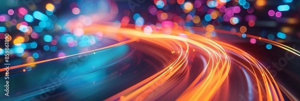 Obraz High speed optical cable, fast data broadband transfer, fiber connection abstract tech background