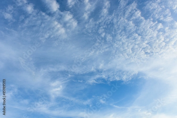 Obraz Blue sky white cloud white background. Beautiful sky and clouds in the afternoon.    