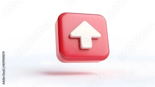 Fototapeta Upload icon, Upload 3d button. Upload symbol on white background - 3d rendering