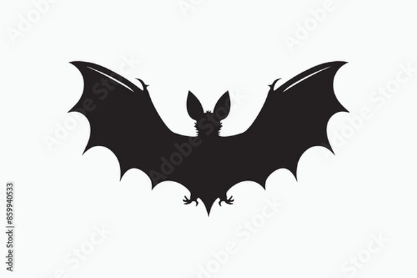 Fototapeta A vector silhouette of a bat with a white background 