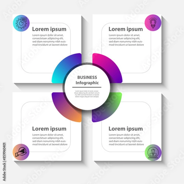 Fototapeta Timeline infographics design vector and marketing icons can be used for workflow layout, diagram, annual report, web design. Business concept with 6 options, steps or processes.