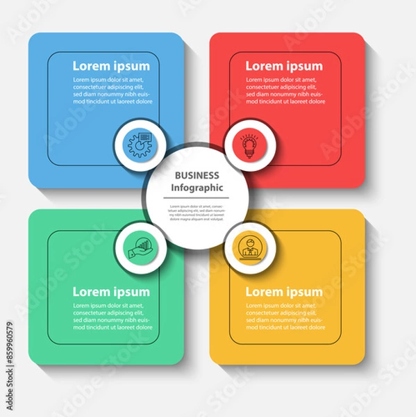 Fototapeta Timeline infographics design vector and marketing icons can be used for workflow layout, diagram, annual report, web design. Business concept with 6 options, steps or processes.