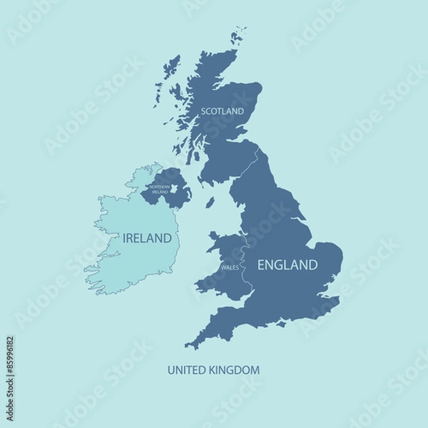 Obraz UNITED KINGDOM MAP, UK MAP with borders