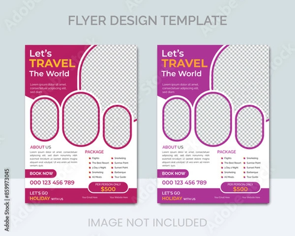 Fototapeta Travel flyer design template vector 