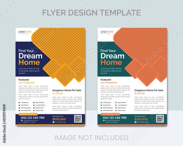 Fototapeta Real-estate flyer design template vector.