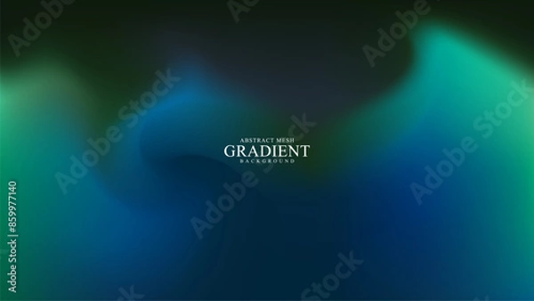 Fototapeta Abstract dark green and blue gradient mesh background. Vector illustration background. For card, banner, poster, social media, promotion background
